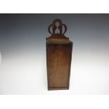 A 19th Century fruitwood Candlebox with pierced surmount and sliding lid, 18in