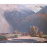 ATTRIBUTED TO ERIC ROBERTSON (1887-1941)A Highland Riveroil on canvas, unframed 36 x 42 in