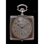 A Graziosa square Pocket Watch having circular dial with arabic numerals and subsidiary dial,