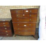 A 19th Century mahogany Tallboy Chest of two short and three long drawers on splay feet, 3ft 9in