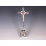 A 19th Century Hispanic Corpus Christi, the carved mother of pearl figure on an engraved cross