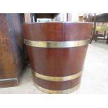 An antique coopered mahogany Wine Bucket with metal liner, 1ft 5in H
