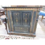 A 19th Century ebonised burr walnut inlaid and brass beaded Pier Cabinet, the cross-banded top above