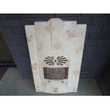 An Art Deco Fire with white marbled effect surround, 22 x 35in