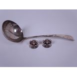 A George III Scottish silver Soup Ladle, old english pattern, Edinburgh 1799 and a pair of silver