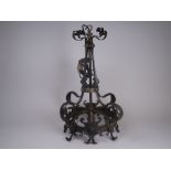 A patinated Art Nouveau Light Fitting of coronet design with scrolled decoration, 1ft 10in H