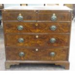 An 18th Century walnut, burr walnut and feather banded Chest, the quarter-veneered rectangular box-