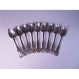 Nine Victorian silver Teaspoons, king's pattern, single struck, Edinburgh 1881, maker: J.Mc