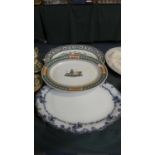A Collection of Three Various 19th Century Oval Meat Plates