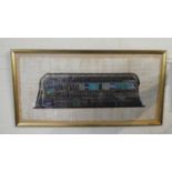 A Framed Egyptian Print on Papyrus, 90cm Wide
