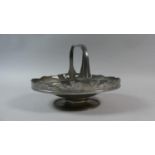 An Art Nouveau English Pewter Basket with Pierced Rim, 23.5cm Wide