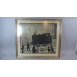 A Framed Lowry Print, A Level Crossing with an L.N.E.R Steam Train, 56cm Wide