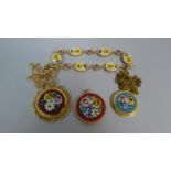 A Collection of Three Micro Mosaic Pendants and a Similar Bracelet