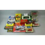 A Box of Diecast Toys to Include Eddie Stobart Trucks, Two Limited Edition Corgi Buses, Removal Van,