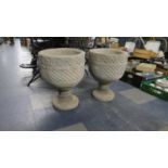 A Pair of Reconstituted Stone Patio Planters, 35cm Diameter and 48cm High