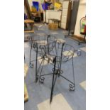 A Pair of Wrought Iron Flower Basket Holders, 36cm and 32cm Diameter