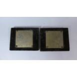 A Pair of Framed 19th Century Engraved Brass Plates Depicting Lions, Each 13cm Square