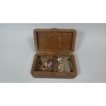 A Wooden Jewellery Box Containing Small Selection of Costume Jewellery to Include Mourning Locket,