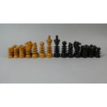 A Complete Set of Turned and Carved Wooden Staunton Chess Pieces, King 10cm High