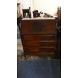 An Edwardian Mahogany Fall Bureau with Fitted Interior and Three Base Drawers, 75cm Wide