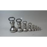 A Good Set of Eight Silver Plated Bell Weights with Dates From 1937 and 1946, Ranging 7lbs to 1oz