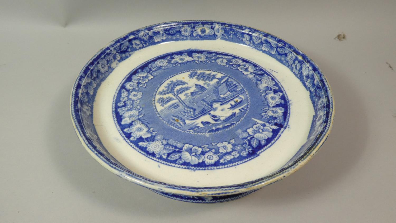 A 19th Century Transfer Printed Cheese Dish, 28cm Diameter