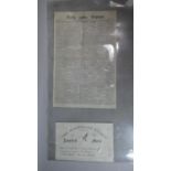 A Copy of Daily Express April 1900 and a 1940/41 Budgerigar Award of Merit