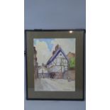 A Small Framed Water Colour Depicting Half Timbered House