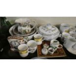 A Collection of China to Include Masons Jug, Wedgwood Wild Strawberry Bowl, Wedgewood Mandalay