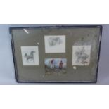 A Framed Sporting Water Colour and Three Pencil Drawings of Horses