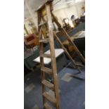 A Vintage Seven Step Wooden Step Ladder