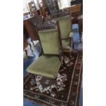 A Pair of Walnut Framed Gents Armchair and Ladies Nursing Chair