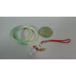 A Collection of Jade and Other Items to Include Pendant and Bangles