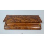 A Far Eastern Burr Wood Desk Top Pen Box, 27.5cm Wide