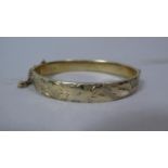 A Silver Edwardian Bangle with 22ct Gold Plate