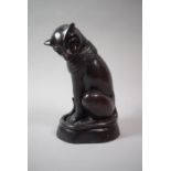 A Patinated Bronze Study of a Seated Cat, 23cm High