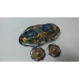 A Pretty Enamelled Belt Buckle and Pair of Enamelled Cuff Studs