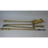 A Set of Three 19th Century Brass Barley Twist Long Handled Fire Irons with Ball Finials