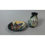 A Moorcroft Emma Bossons Pin Tray and a Small Vase