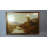 A Framed Alfred De Breanski Print, Highland Cattle in River