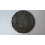 A 19th Century Japanese Circular Bronze Plaque Decorated in Relief with Figures, Willow Trees and
