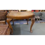 An Edwardian Oak Framed Cane Seated Dressing Table Stool, Requires Recaning