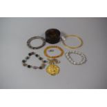 A Collection of Costume Jewellery to Include Silver Earrings, Pearl and Amber Bead Bracelet, Semi