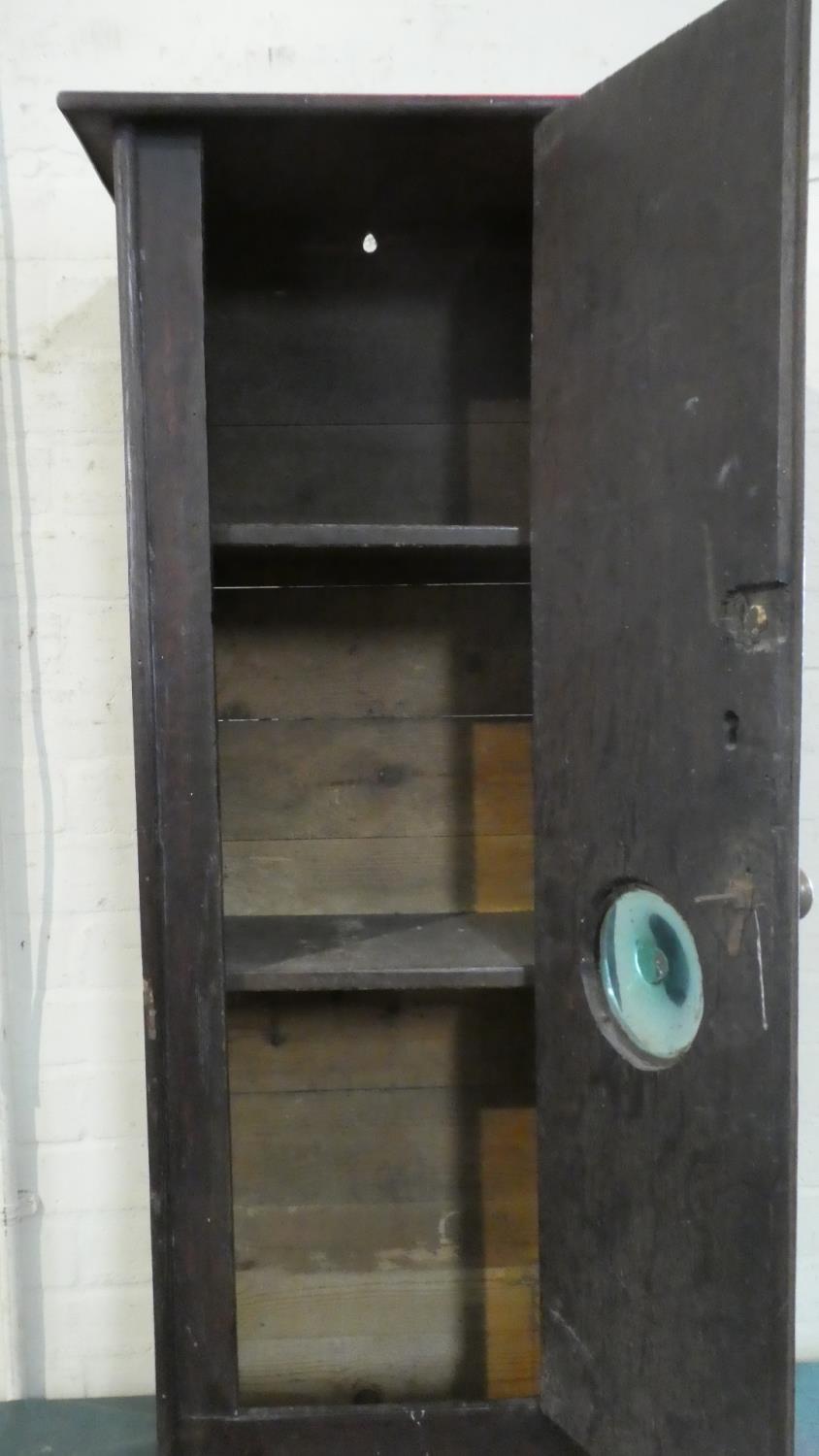 A 19th Century Oak Side Cabinet with Panelled Door Having Bulls Eye Glass to Shelved Interior, Brass - Image 3 of 3