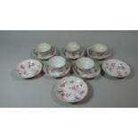 A Collection of Five 18th Century Tea Bowls of Ogee Form with Hand Applied Floral Spray Decoration