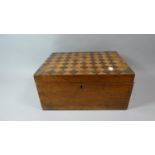 A 19th Century Inlaid Walnut Work Box with Chequer Decoration to Hinged Lid, 36cm Wide
