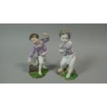 Two Continental Porcelain Figures of Children both Set on Naturalistic Stylised Bases, Both AF