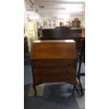 An Edwardian Mahogany Fall Front Bureau with Fitted Interior and Three Base Drawers, 74.5cm Wide