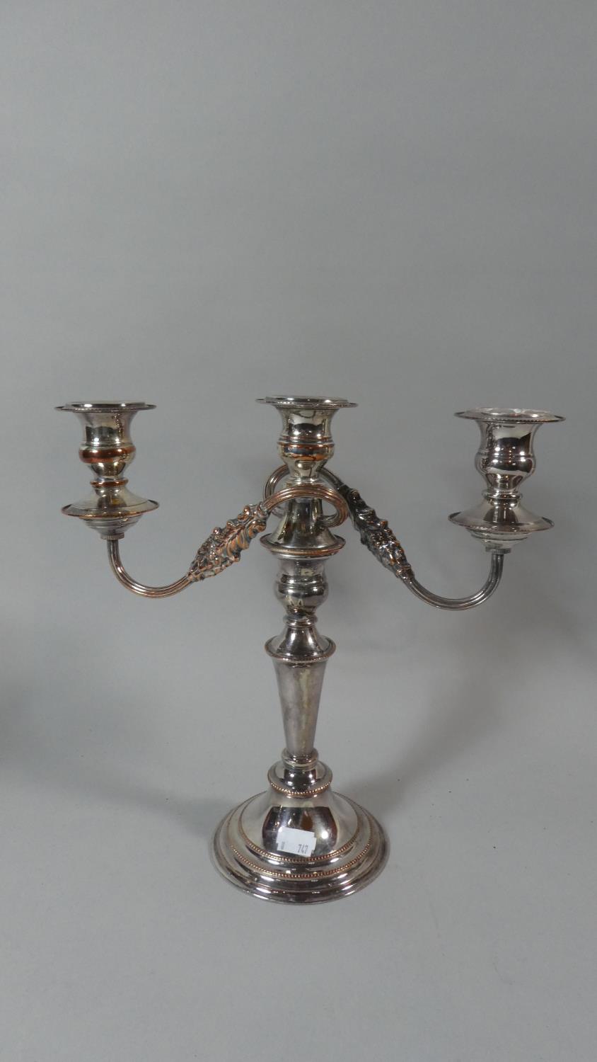 A Pair of Sheffield Plate Three Branch Candelabra, Each 29cm High - Image 2 of 2