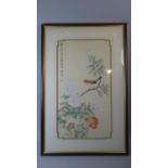 A Large Framed Oriental Print of Bird in Tree, 63cm High